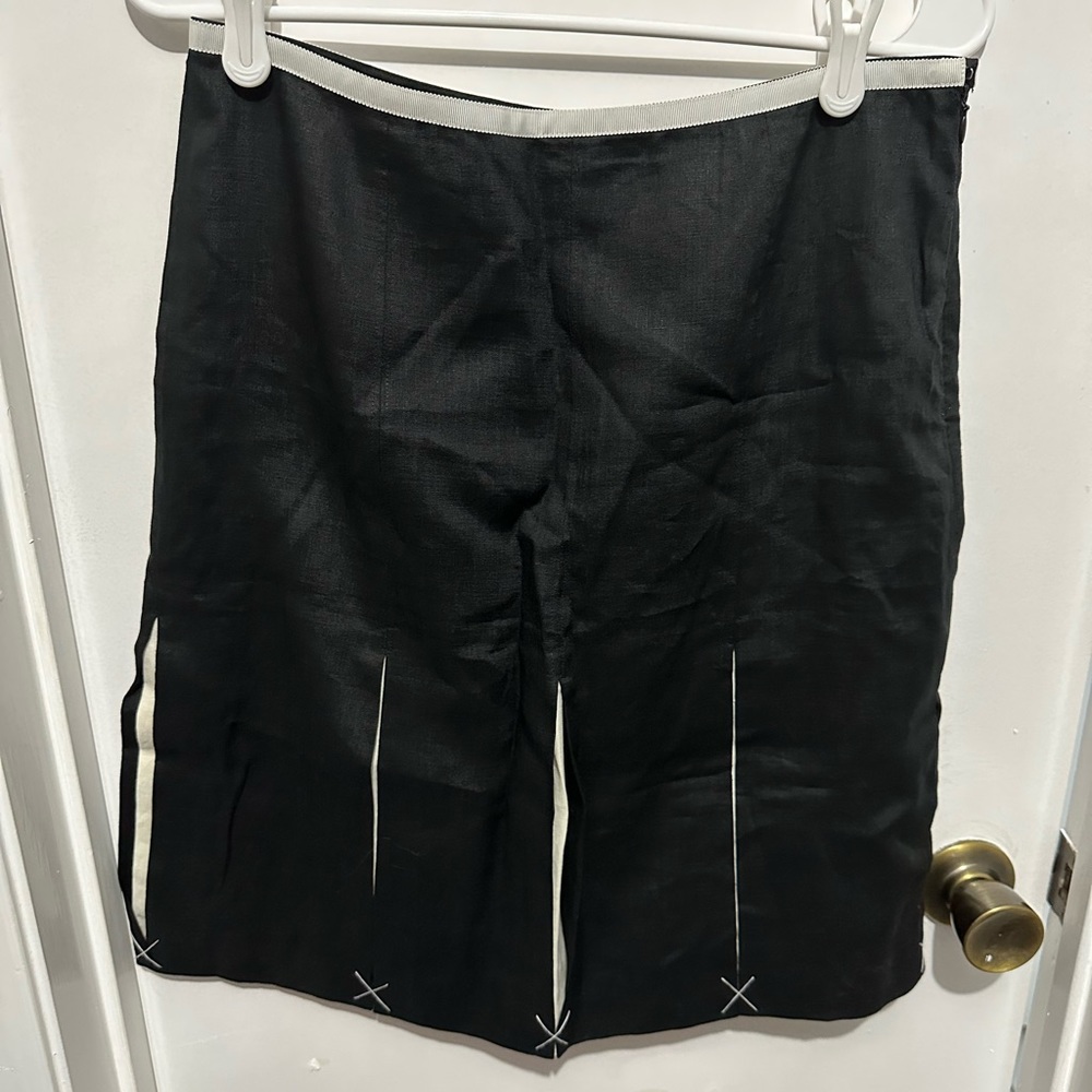 Linen Black & White Pleated Skirt